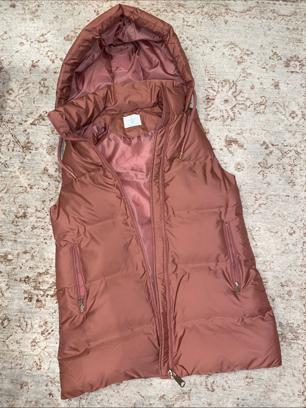 Primark Hooded Puffer Vest in Rust Brown women’s XS